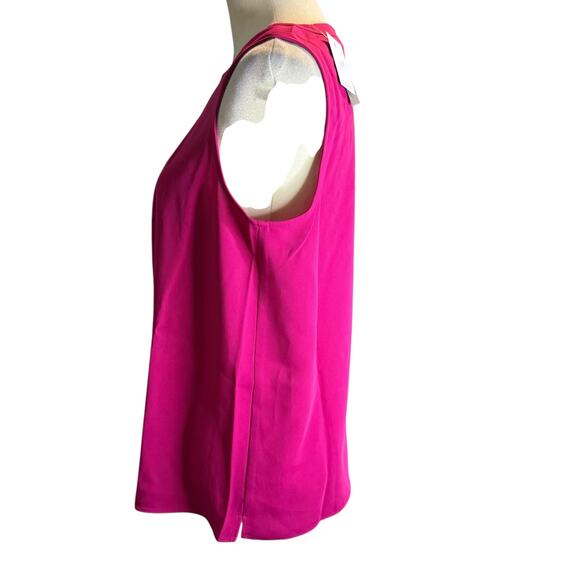 J. Jill Raspberry Pink Pleated Asymmetrical Sleeveless Blouse, Small Tall, NWT - Picture 5 of 8